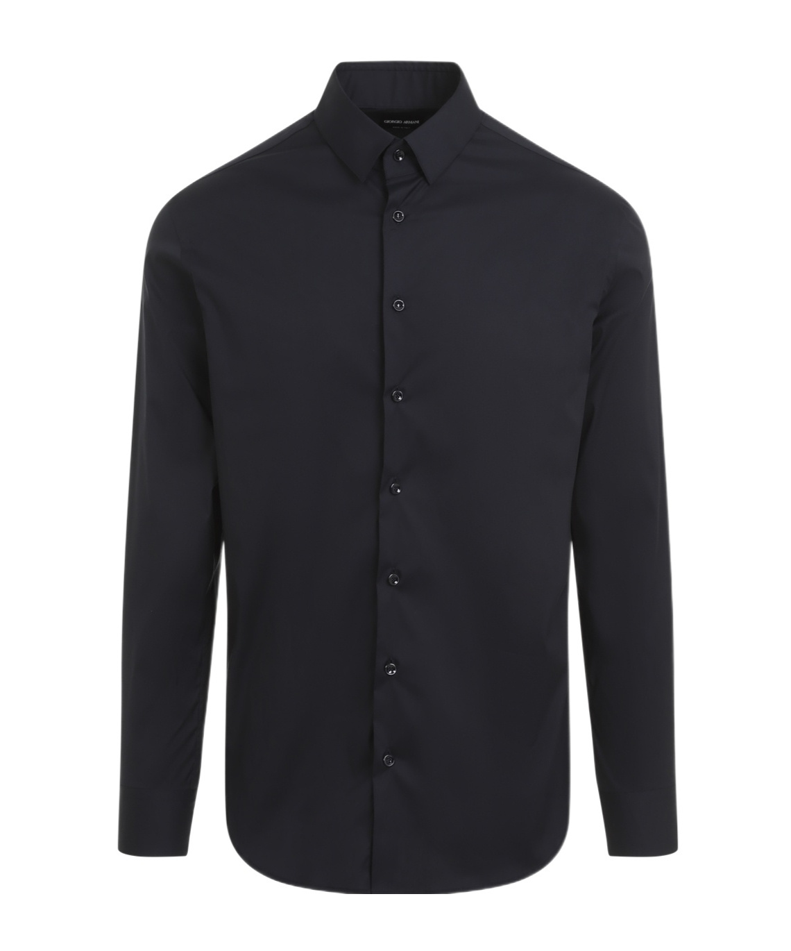 Giorgio Armani Curved Hem Poplin Shirt In Black