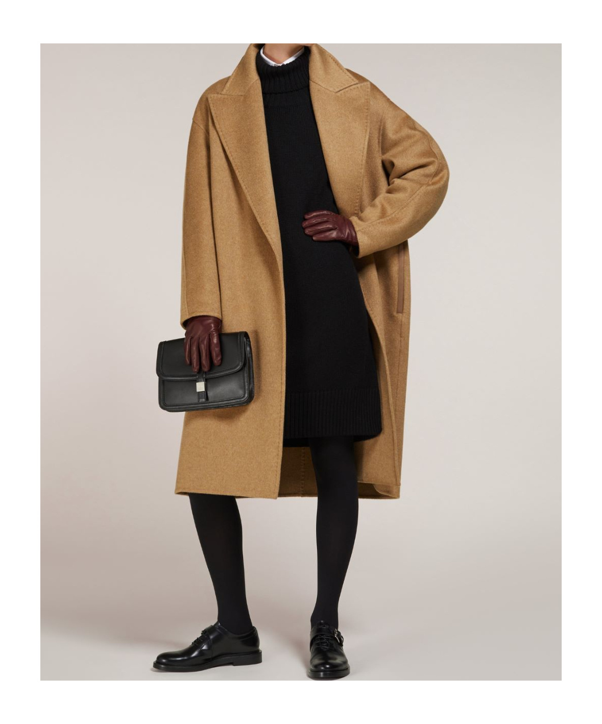 Max Mara Arona Double Face Virgin Wool Belted Coat In Nude