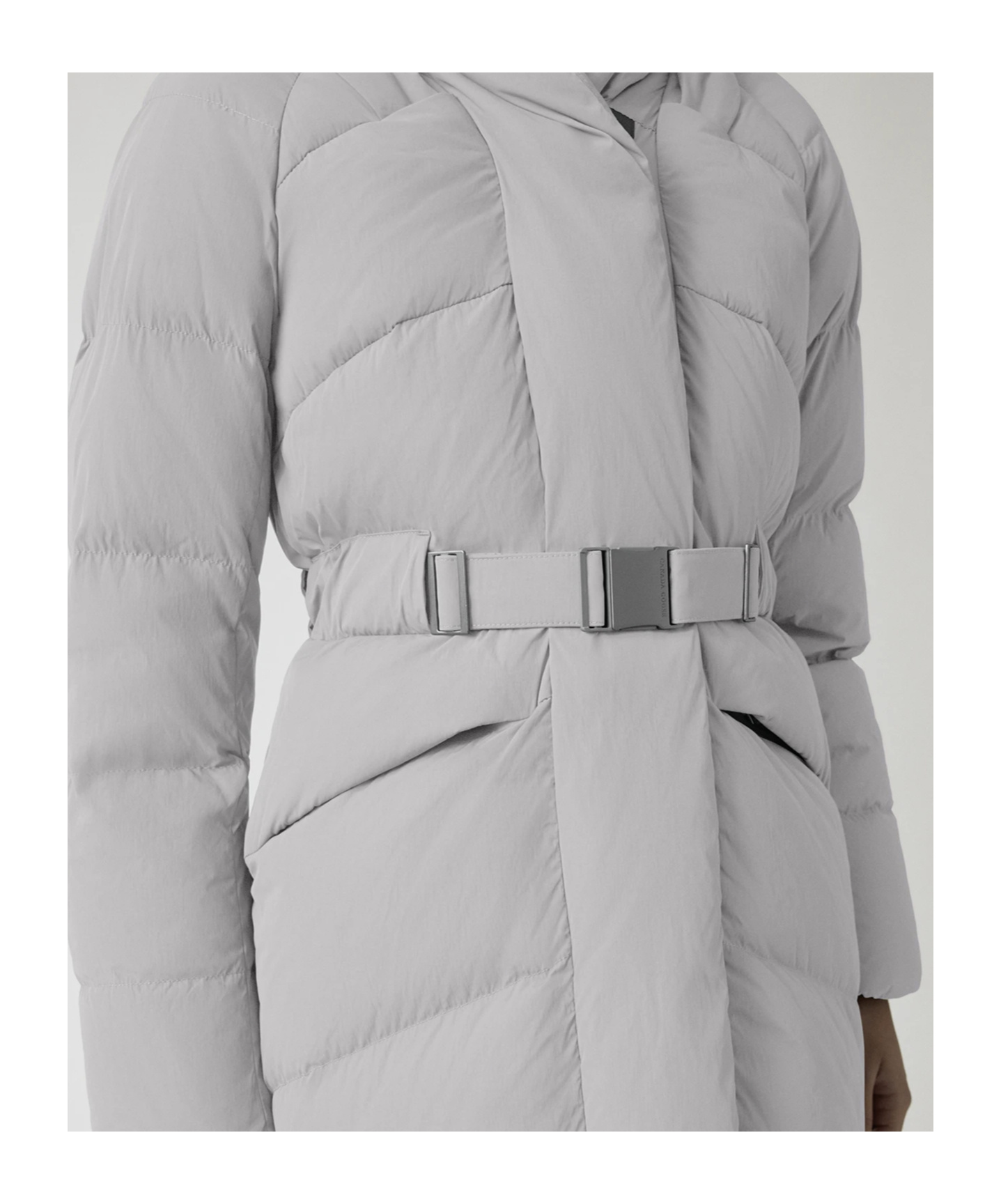 Shop Canada Goose Belted Padded Down Jacket In Gray