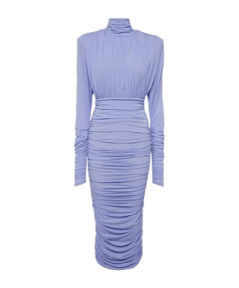 Alex Perry Ruched Crêpe Jersey Midi Dress In Blue