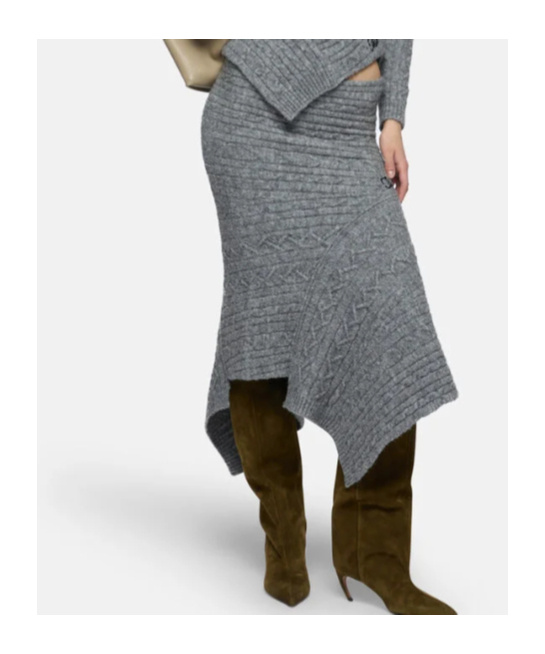 Attico Melange Grey Midi Skirt In Gray