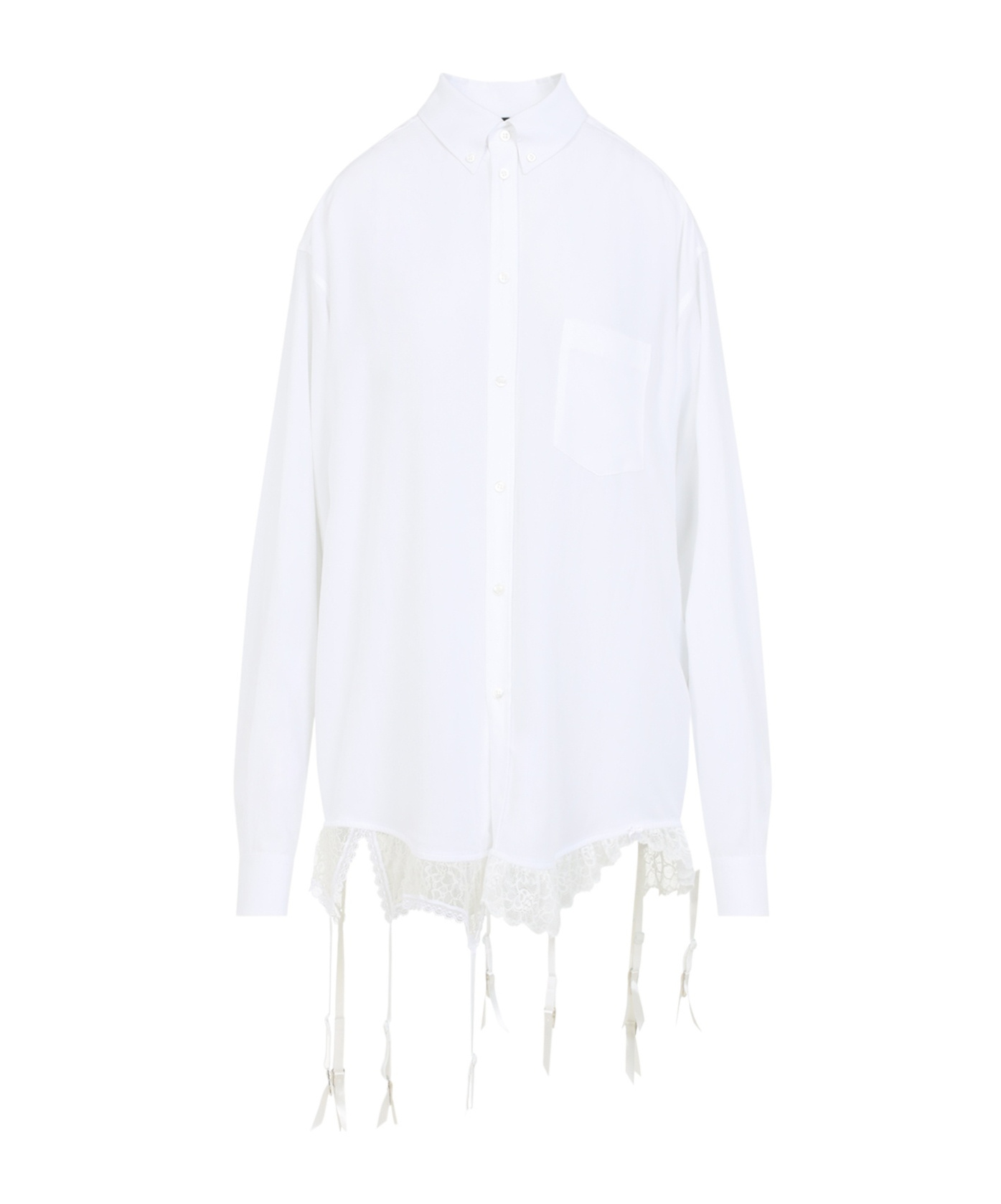 Shop Balenciaga Lace-trim Shirt In White