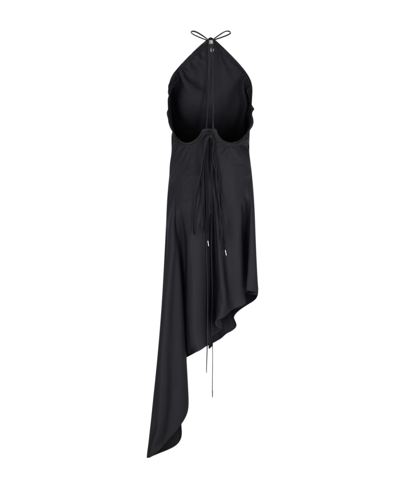 Shop Attico The Asymmetric Sleeveless Satin Midi Dress In Black