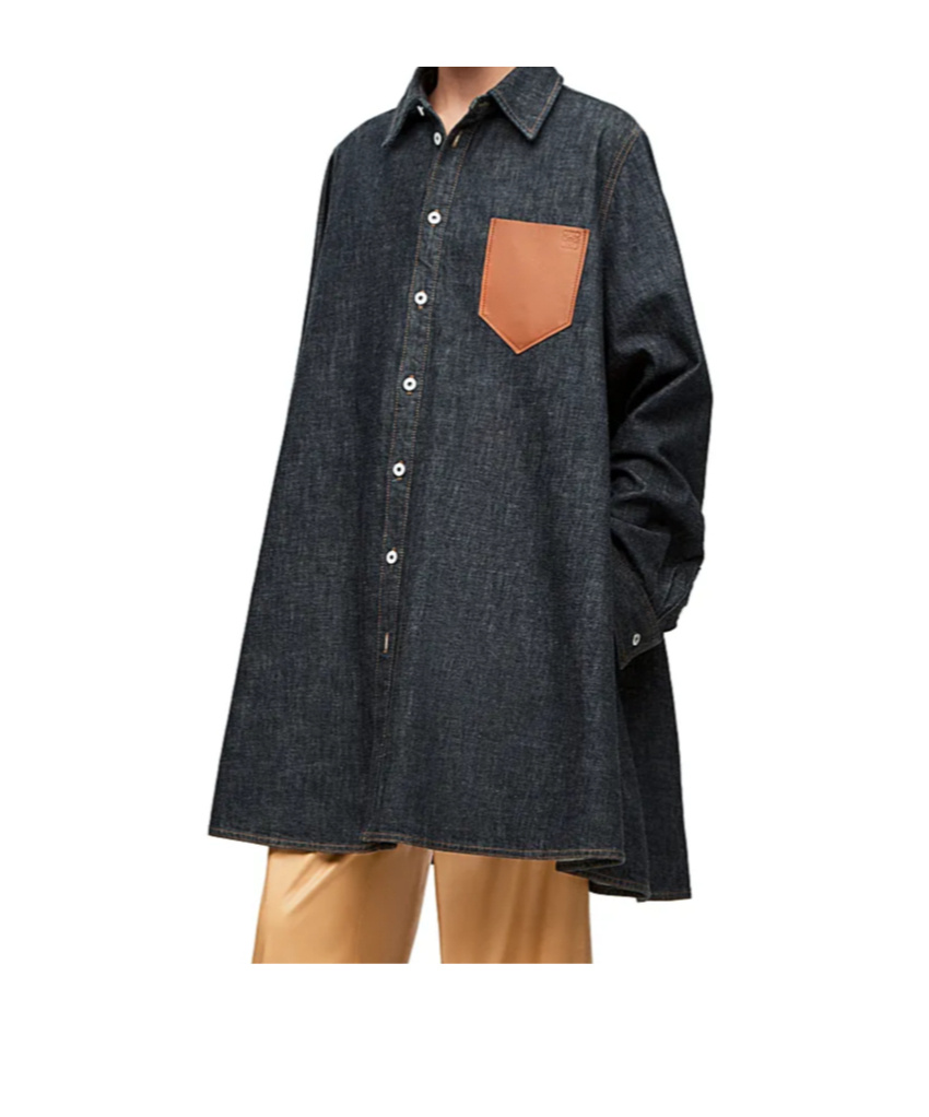 Loewe Long-sleeved Denim Coat In Blue