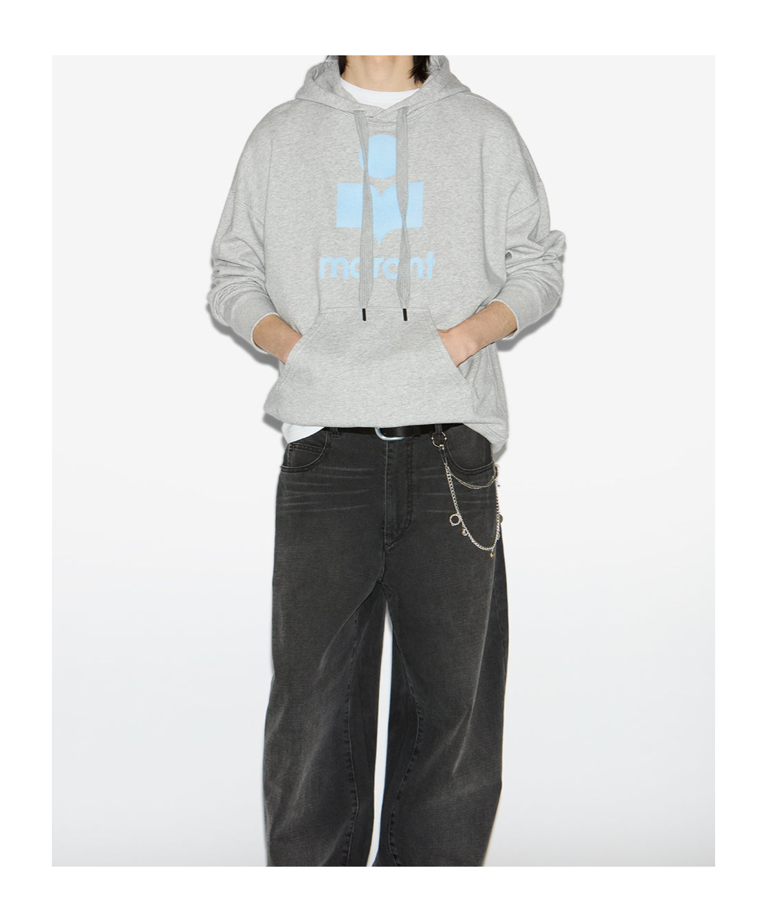 Isabel Marant Marant Relaxed-fit Grey Hoodie With Kangaroo Pocket In Gray