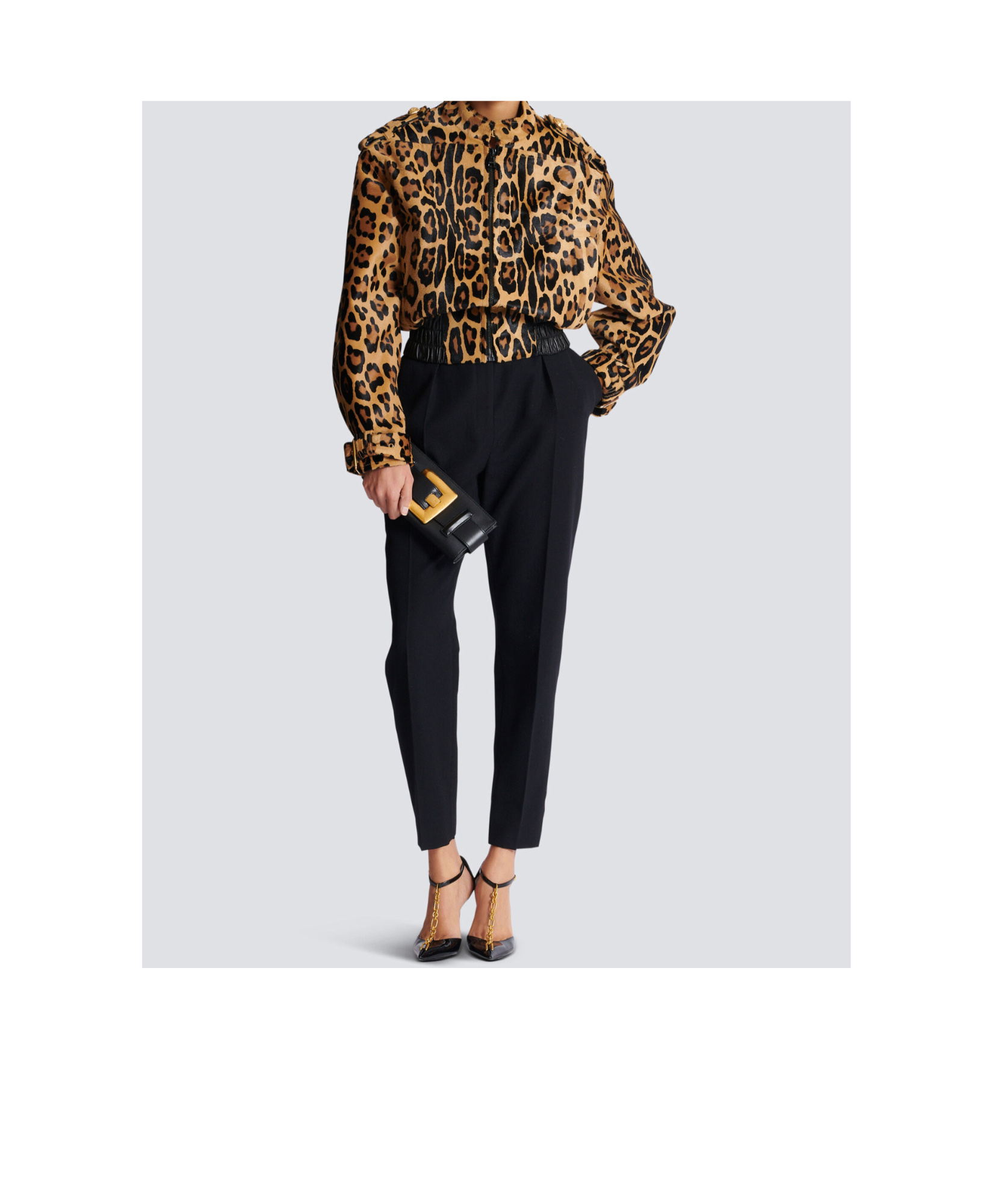 Balmain Anthem Buckle-detail Calfskin-leather Clutch
