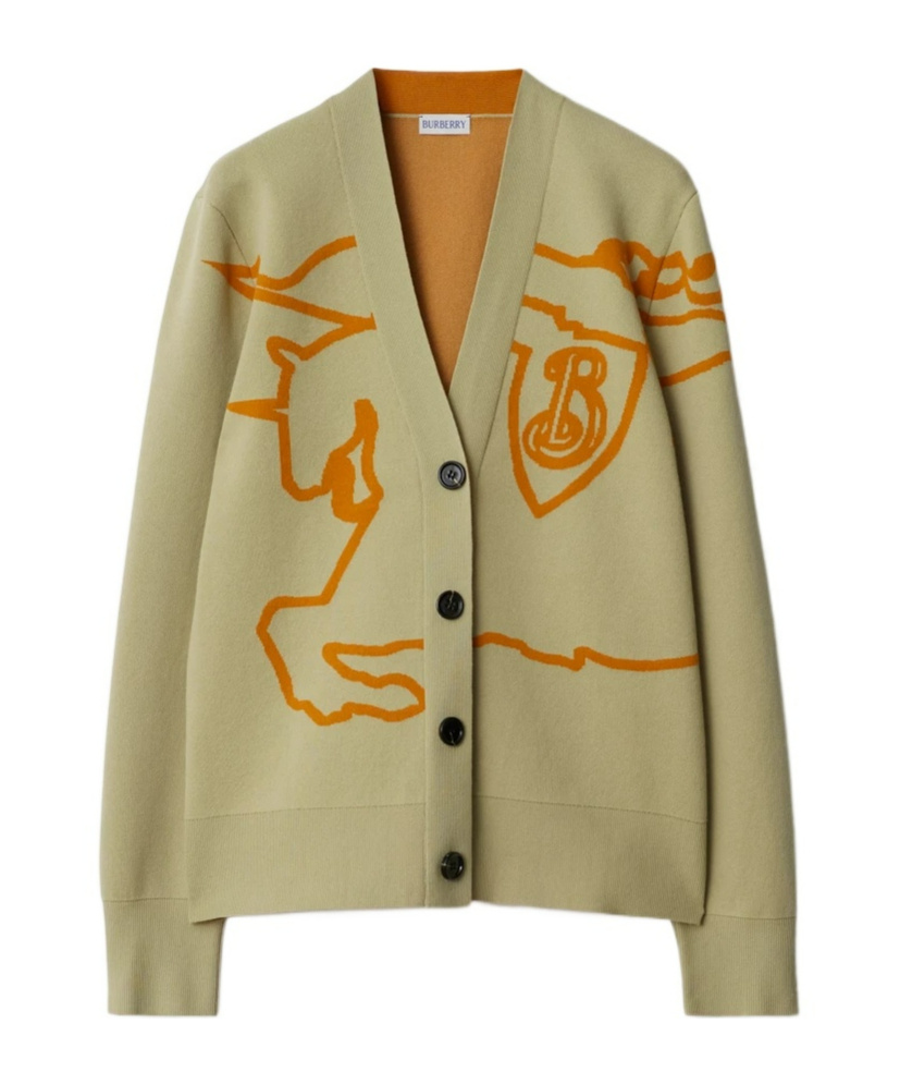 Burberry Ekd Cotton Blend Cardigan In Nude