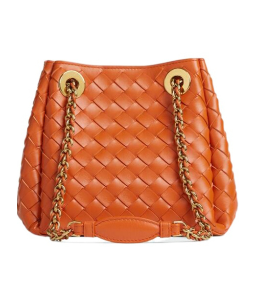 Bottega Veneta Small Parachute Leather Shoulder Bag In Orange