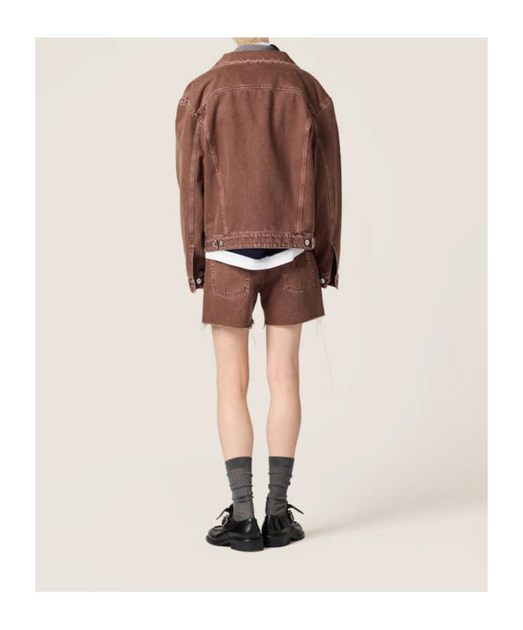 Miu Miu Long-sleeved Casual Jacket In Brown