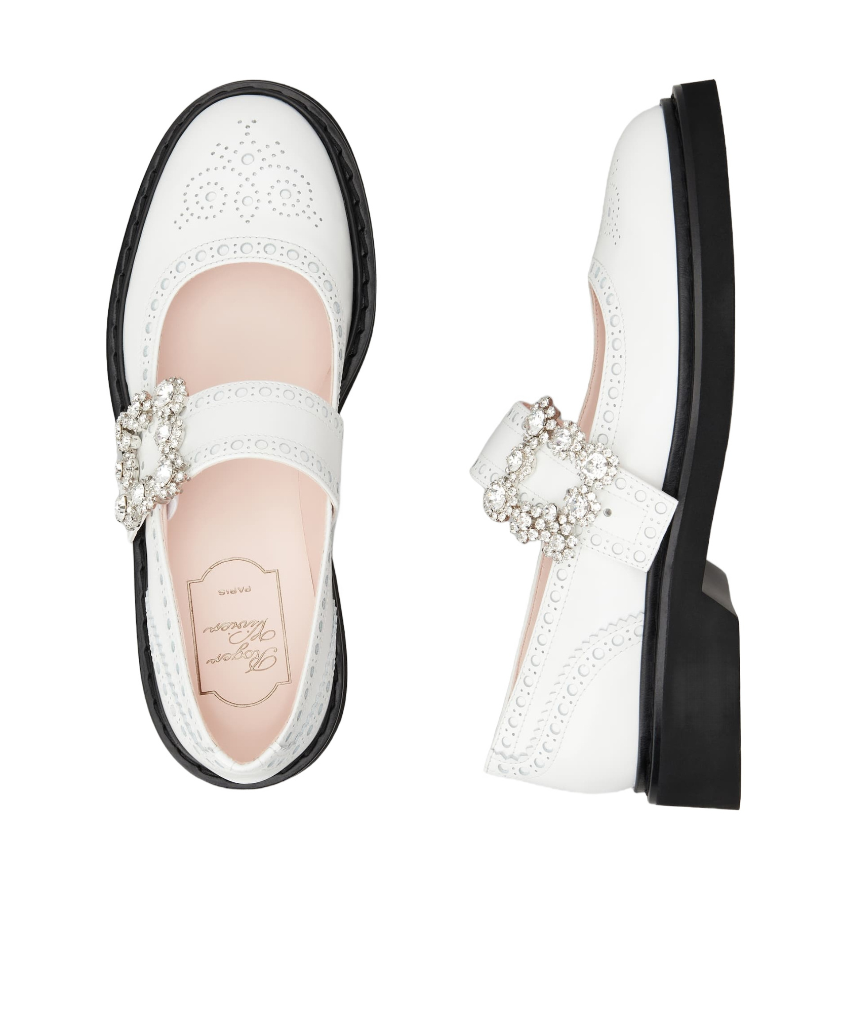 Roger Vivier Viv' Rangers Ballet Flats In White