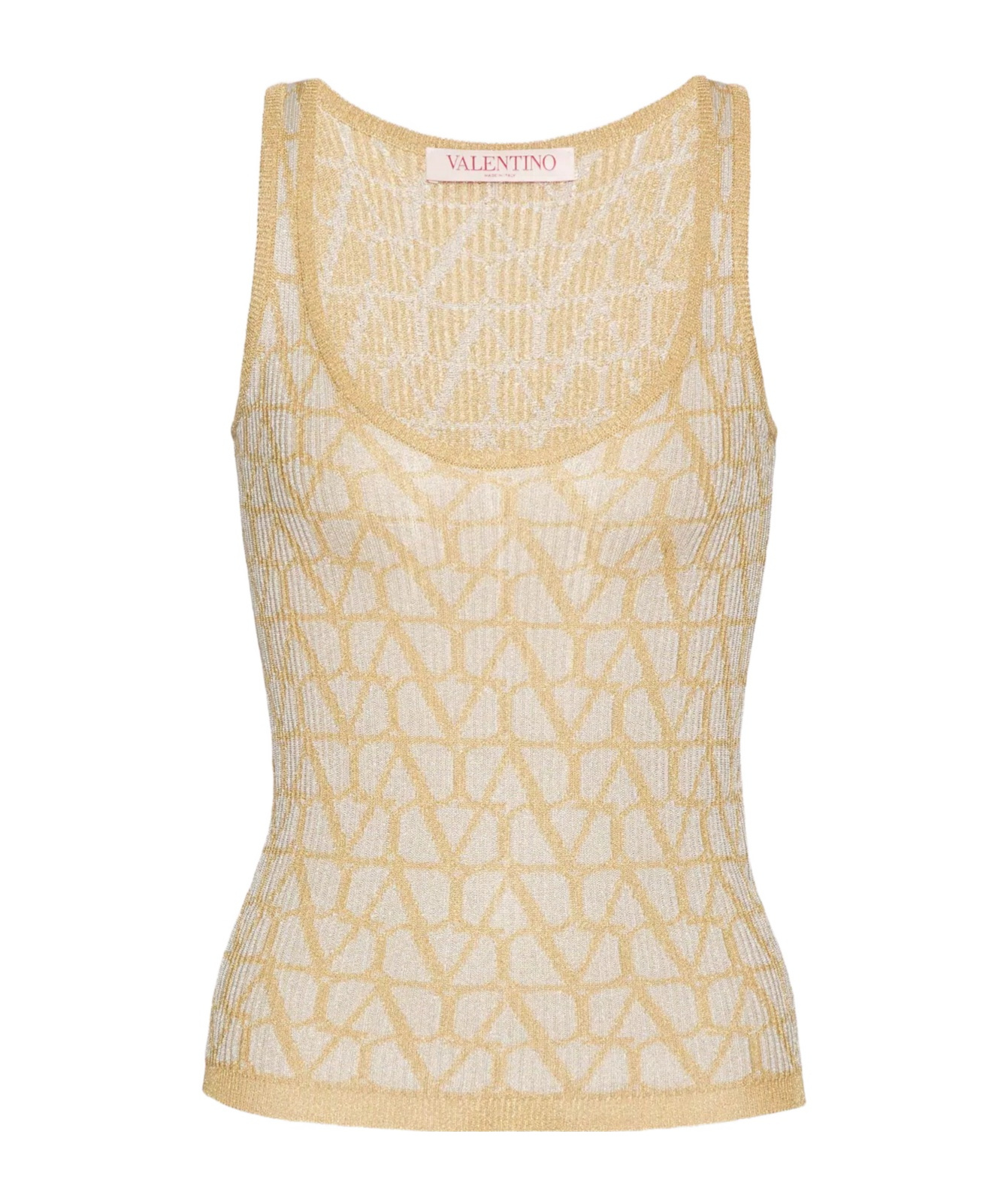 Valentino Iconographic Canvas Sleeveless Top In Nude