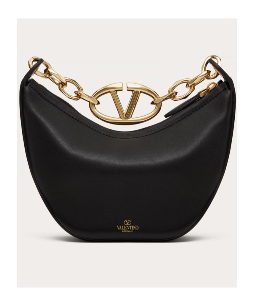 Valentino Garavani Vlogo Moon Zip-up Mini Shoulder Bag In Black