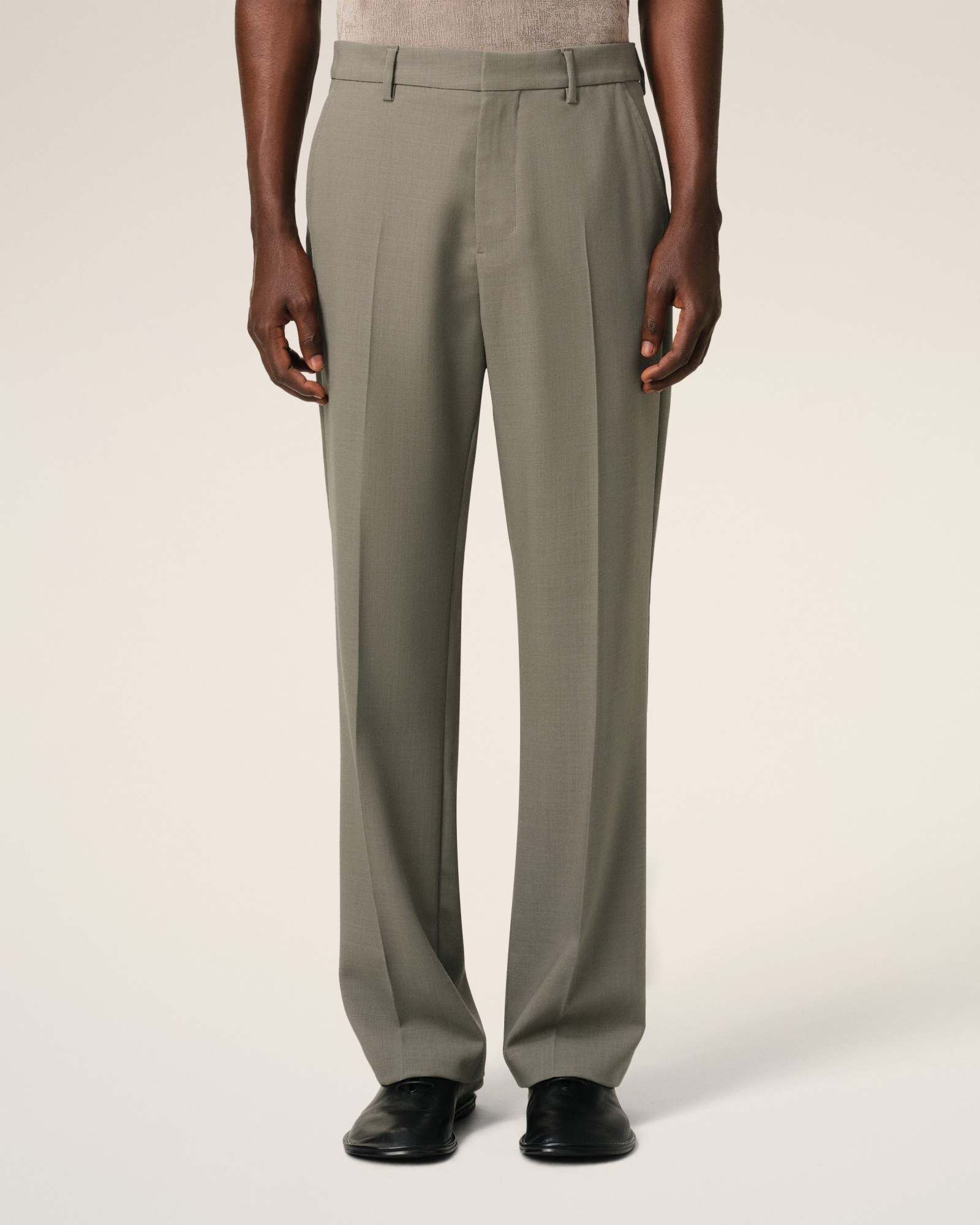AMI ALEXANDRE MATTIUSSI STRAIGHT WOOL CASUAL PANTS 