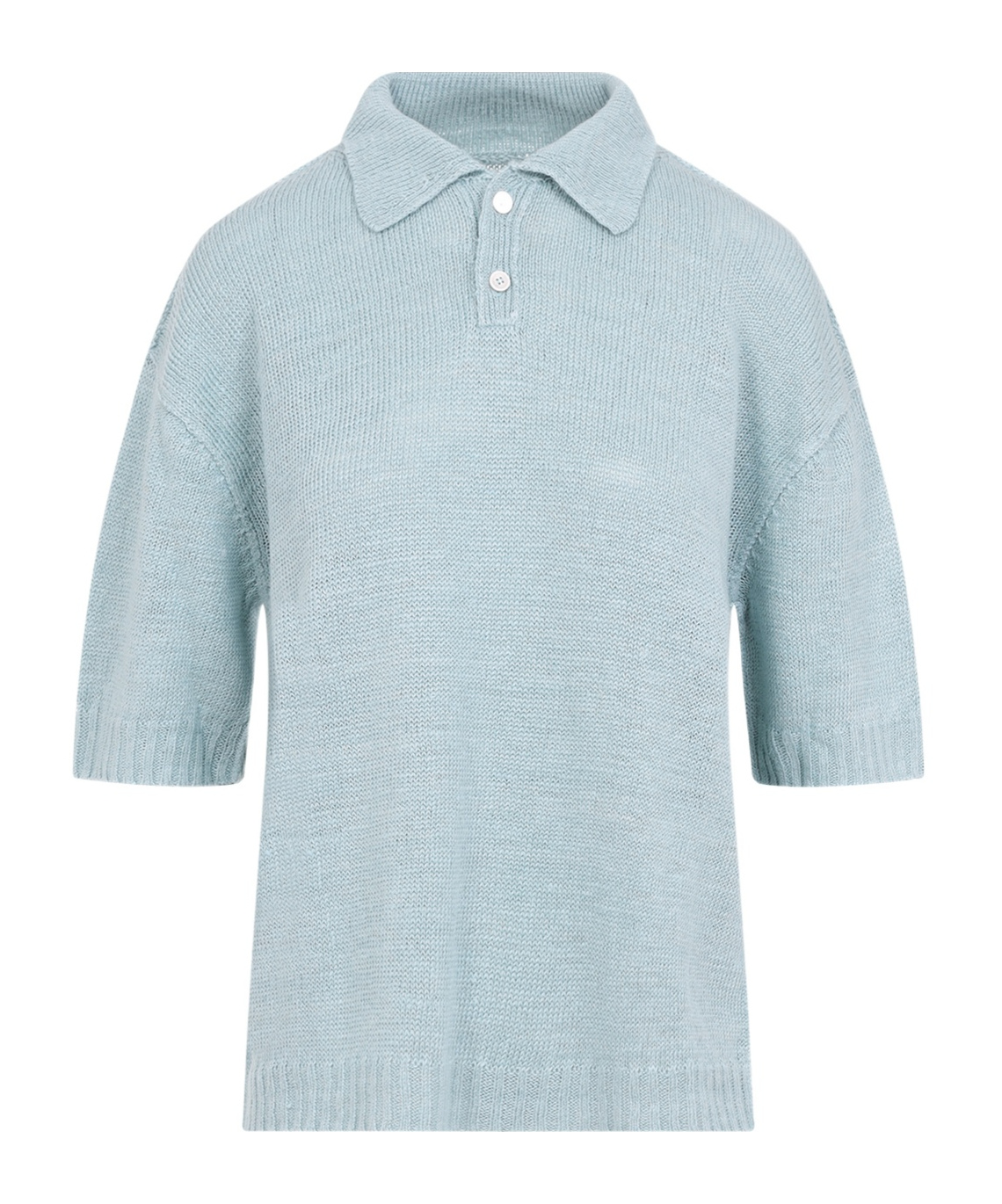 Maison Margiela Short-sleeved Knitted Polo Top In Blue