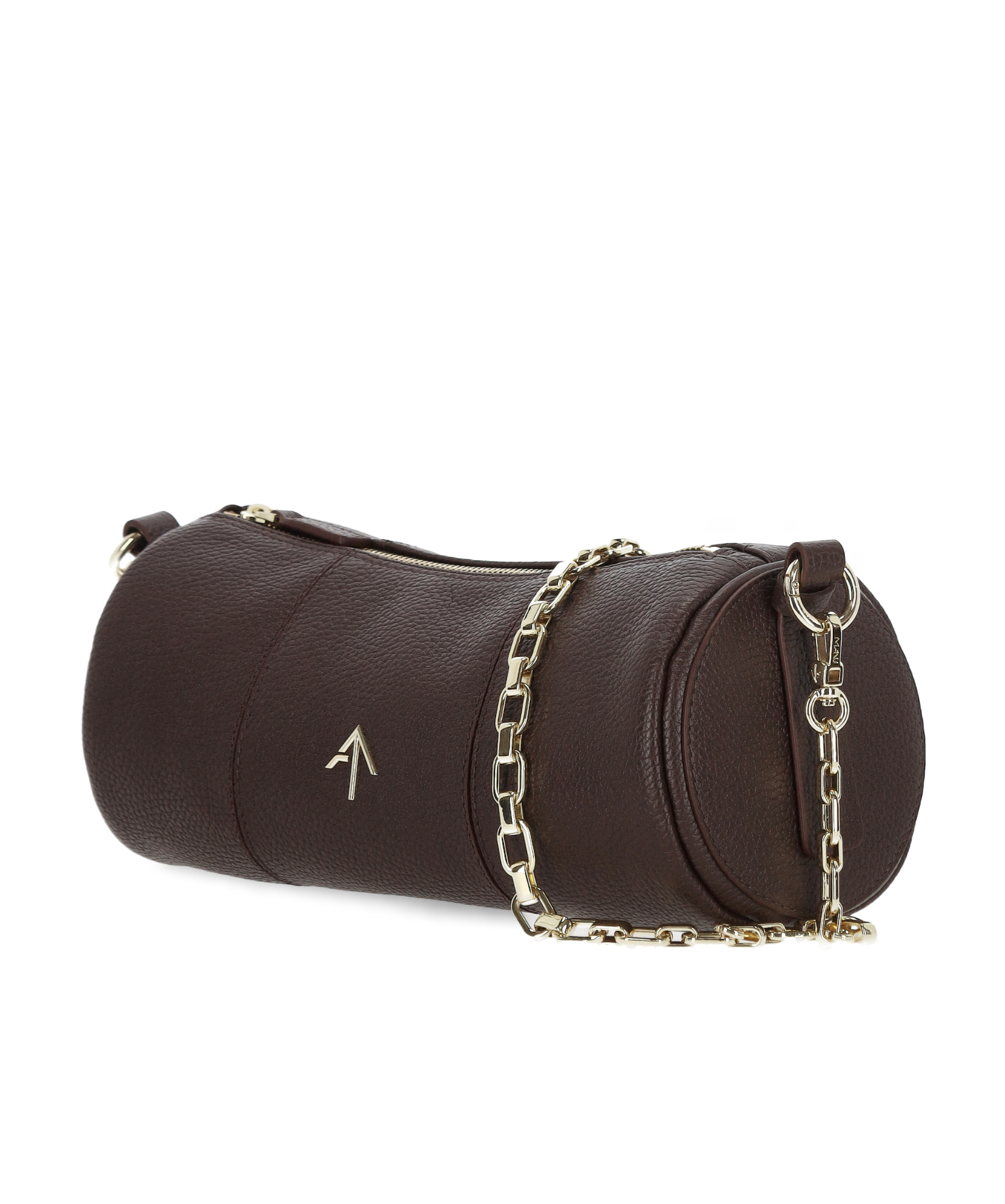 Manu Atelier Logo Shoulder Bag In Dark Brown