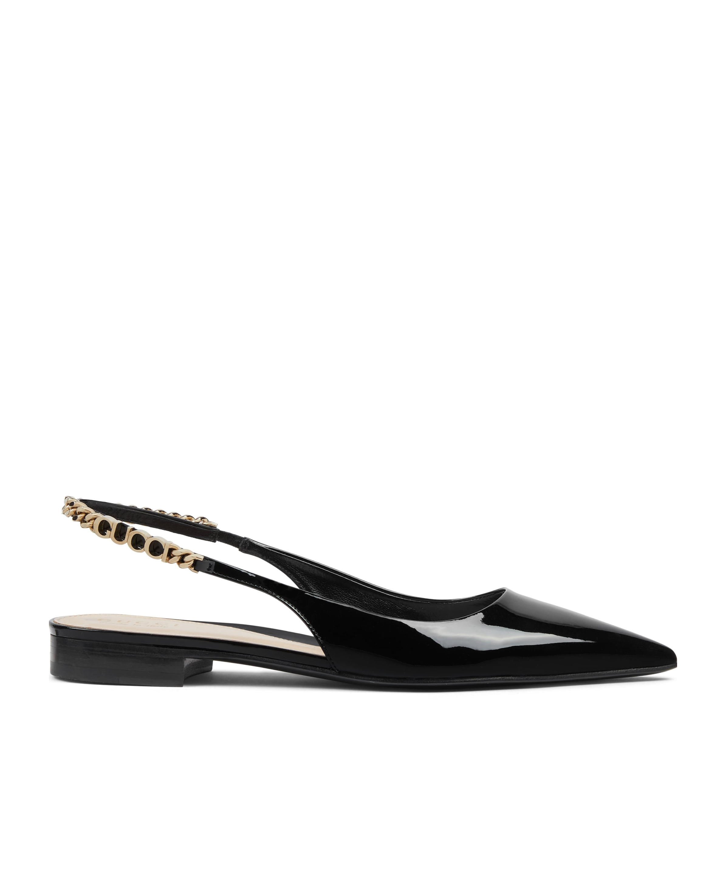 Gucci Signoria Pointed Ballet Flats In Patent Leather In Black