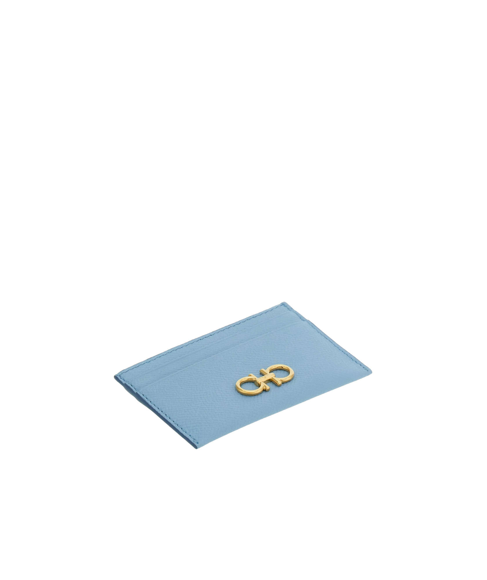 Ferragamo Gancini Leather Cardholder In Blue