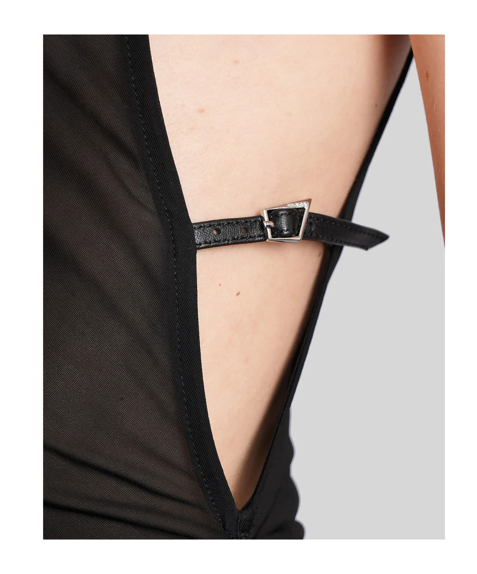Mugler Asymmetrical Side-split Midi Dress In Black