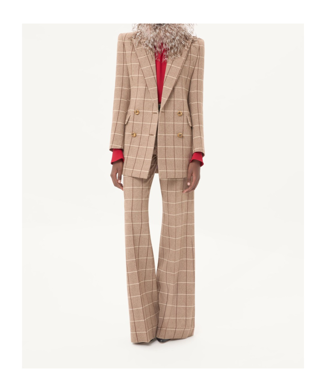 Valentino Checked High-rise Virgin Wool Wide-leg Pants In Brown