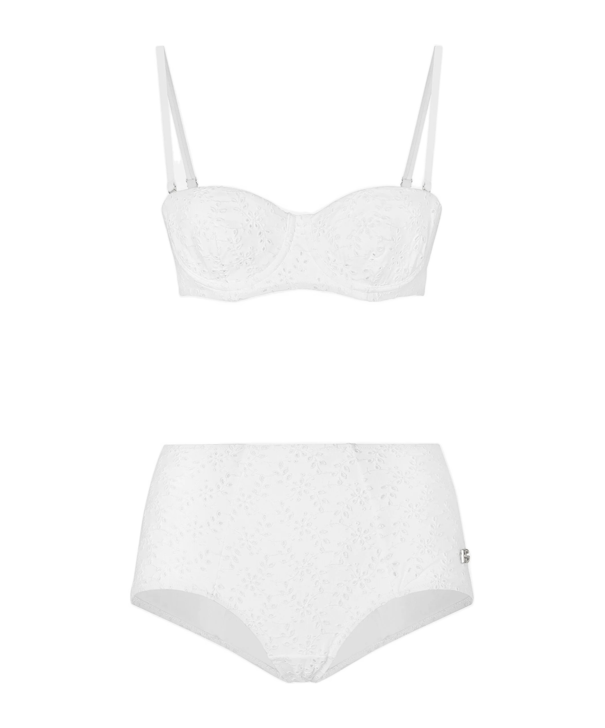 Dolce & Gabbana Dolce  Gabbana Broderie Anglaise Balconette Bikini Set In White