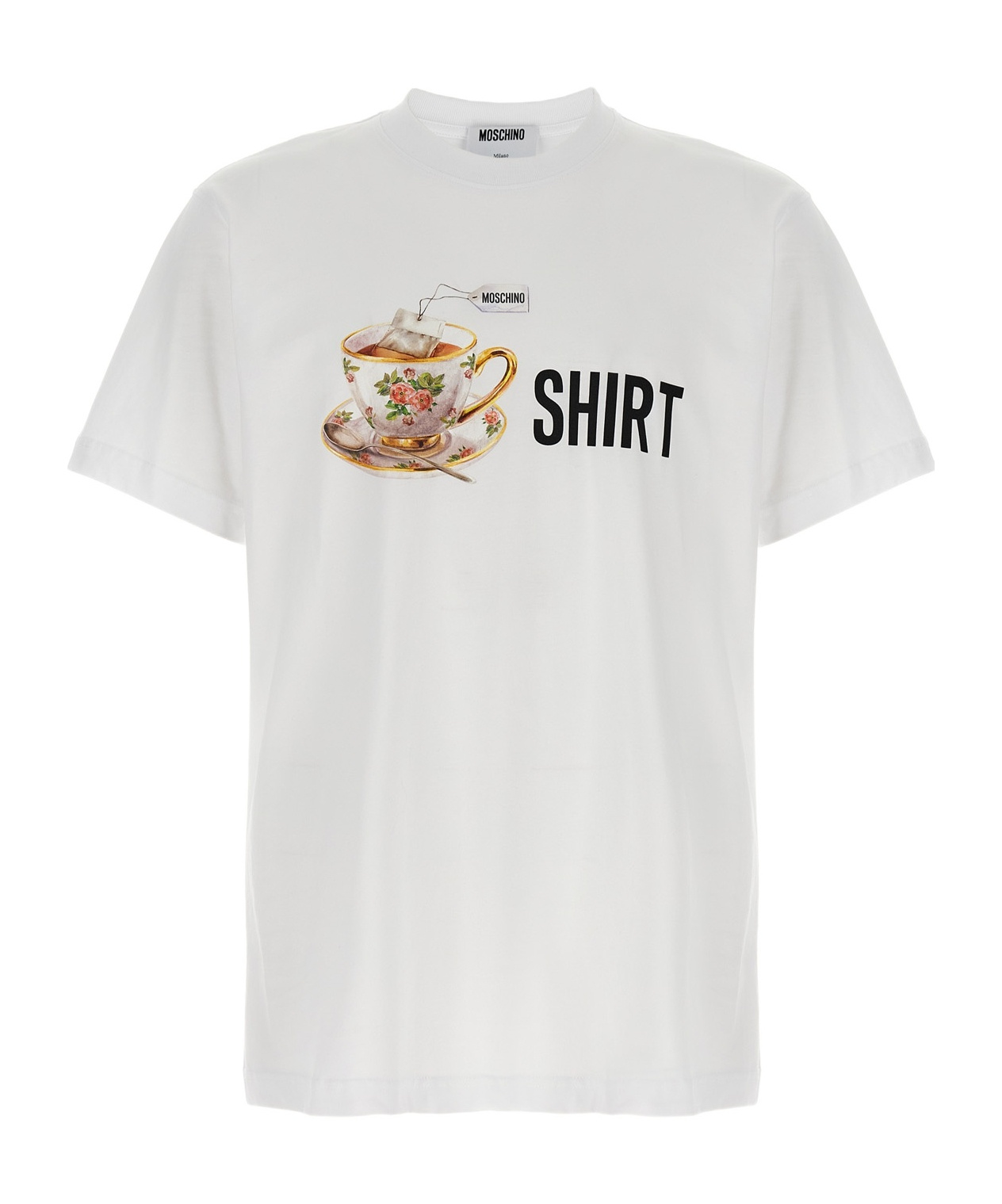 Moschino Crew Neck Graphic Print Short Sleeves In White