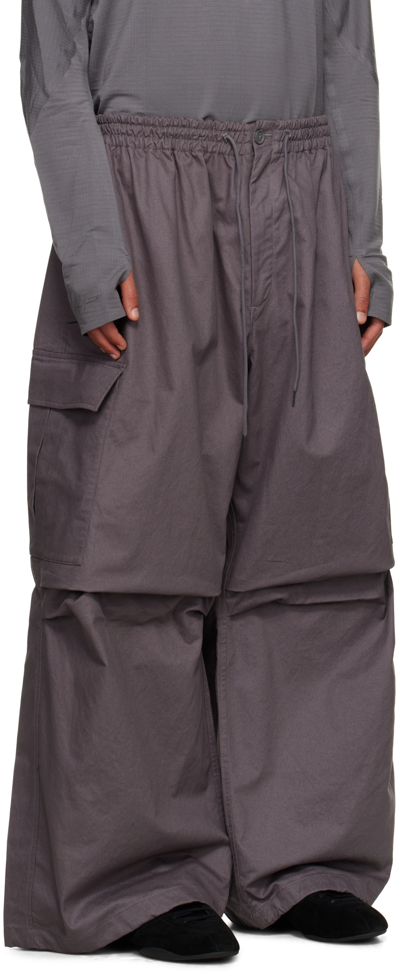 Y-3 Ut Twill Overalls In Gray
