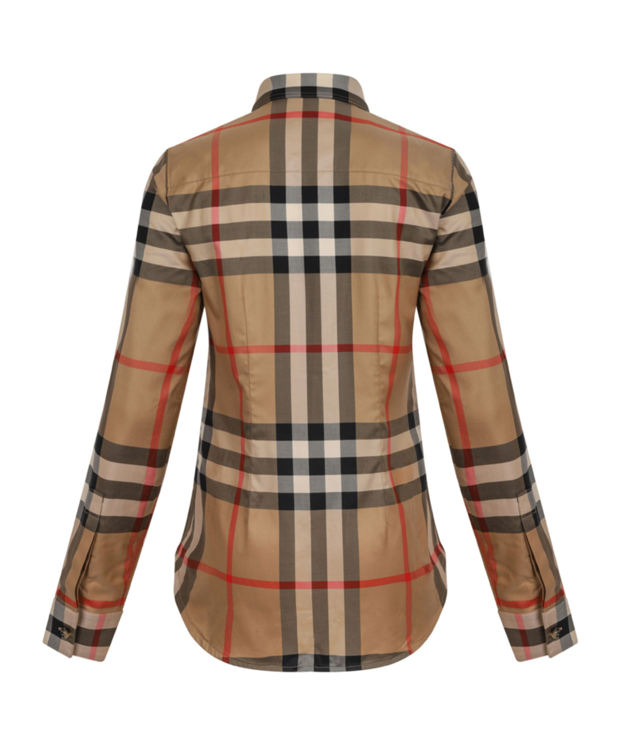 Burberry Check Pattern Collared Neck Cuffed Long Sleeves In Brown