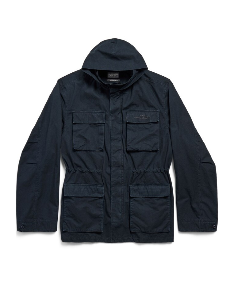 Balenciaga Uniform Hooded Parka In Black