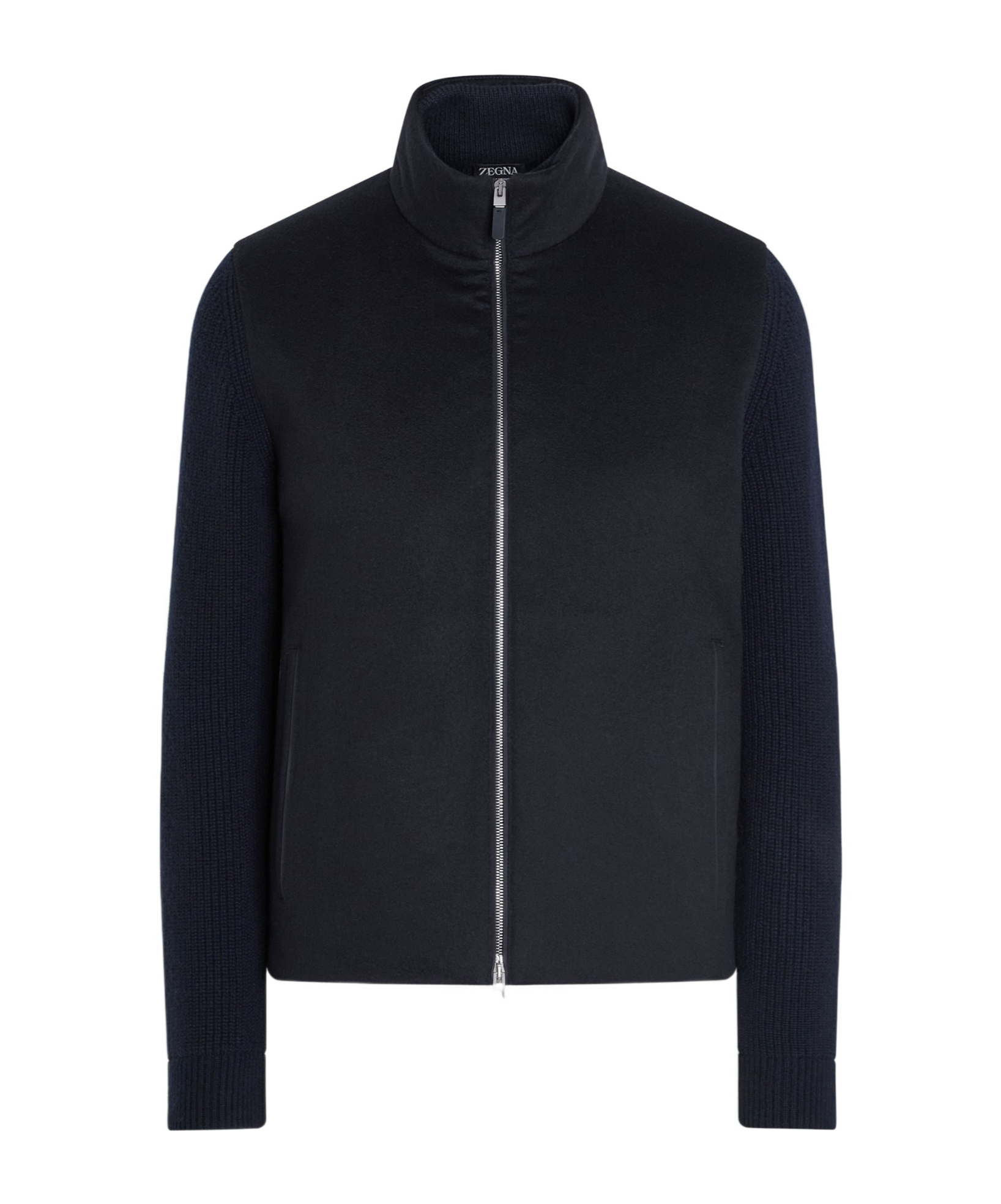 Zegna Panelled Zip-up Cardigan In Blue