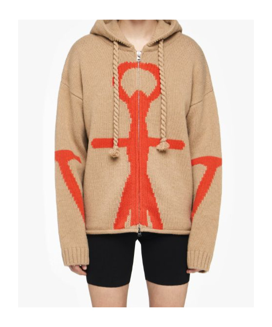 Shop Jw Anderson Anchor-logo Hoodie In Nude