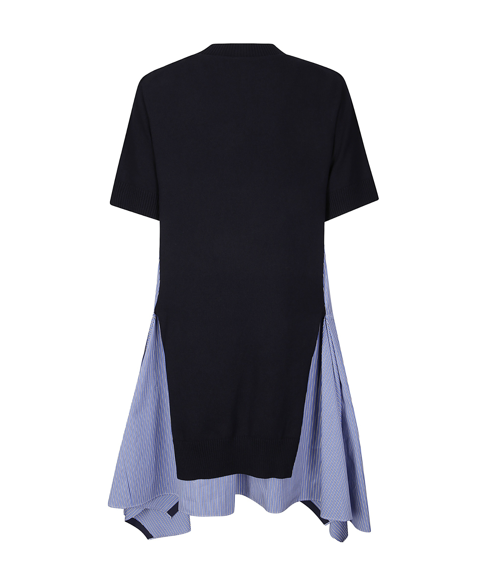 Sacai Cotton And Knit Dress With Asymmetric Hem In Black
