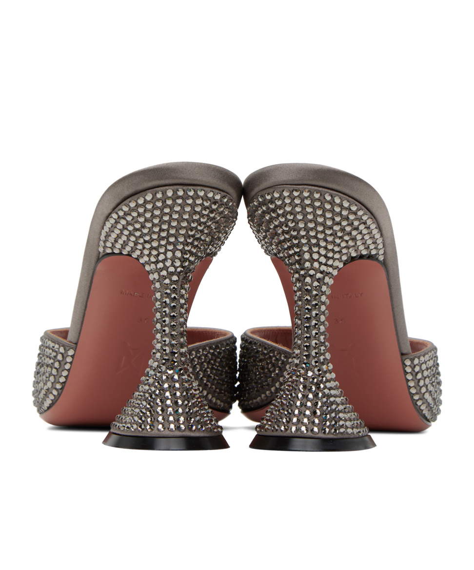 Shop Amina Muaddi Caroline Crystal High-heeled Sandals In Gray