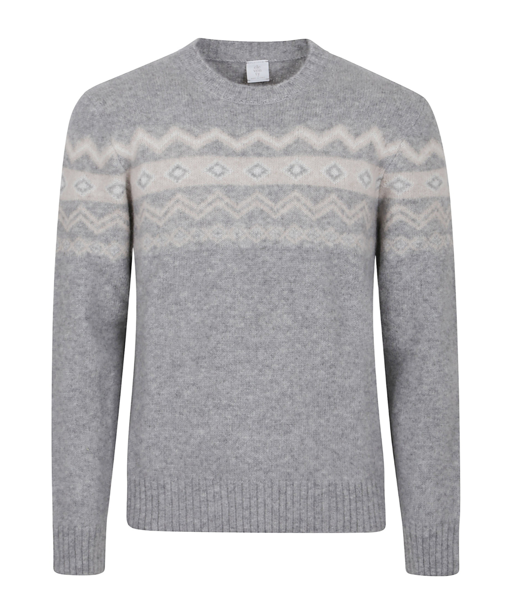 Eleventy Heathered Grey Crew-neck Cashmere Blend Sweater In Gray