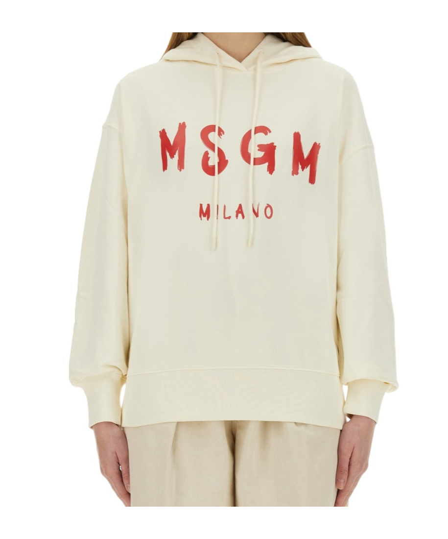 Msgm Relaxed-fit Sweatshirt With Brushed Logo In White