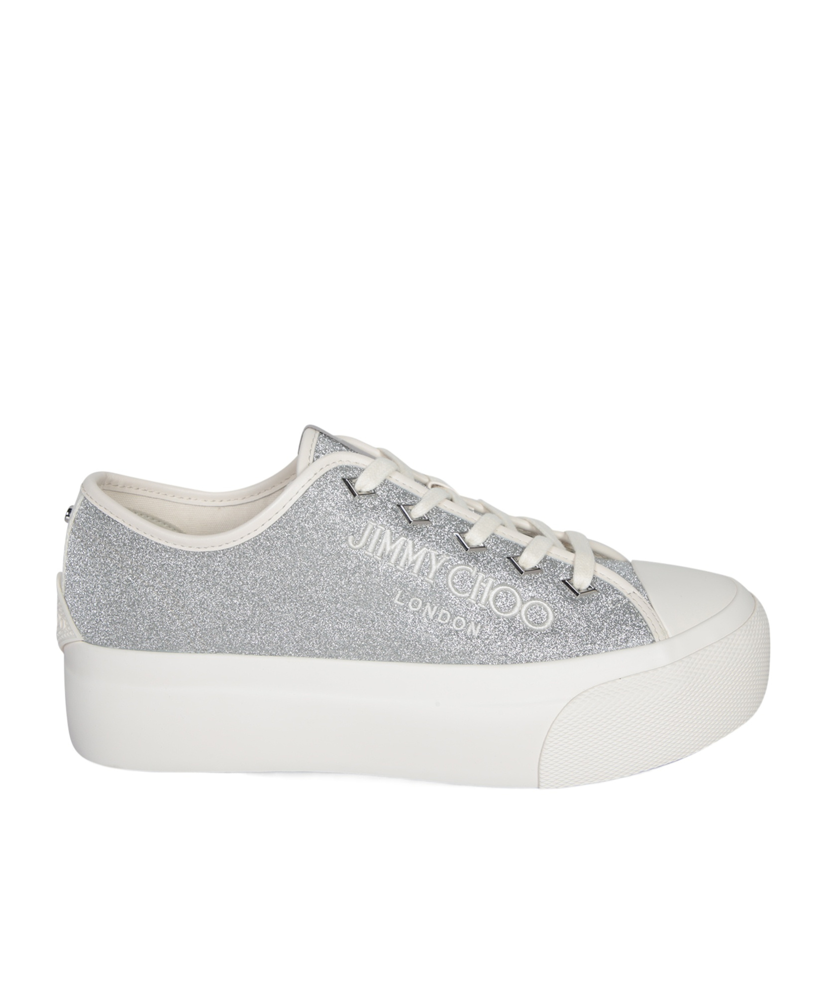 Jimmy Choo Palma Maxi Glittered Low-top Sneakers In White