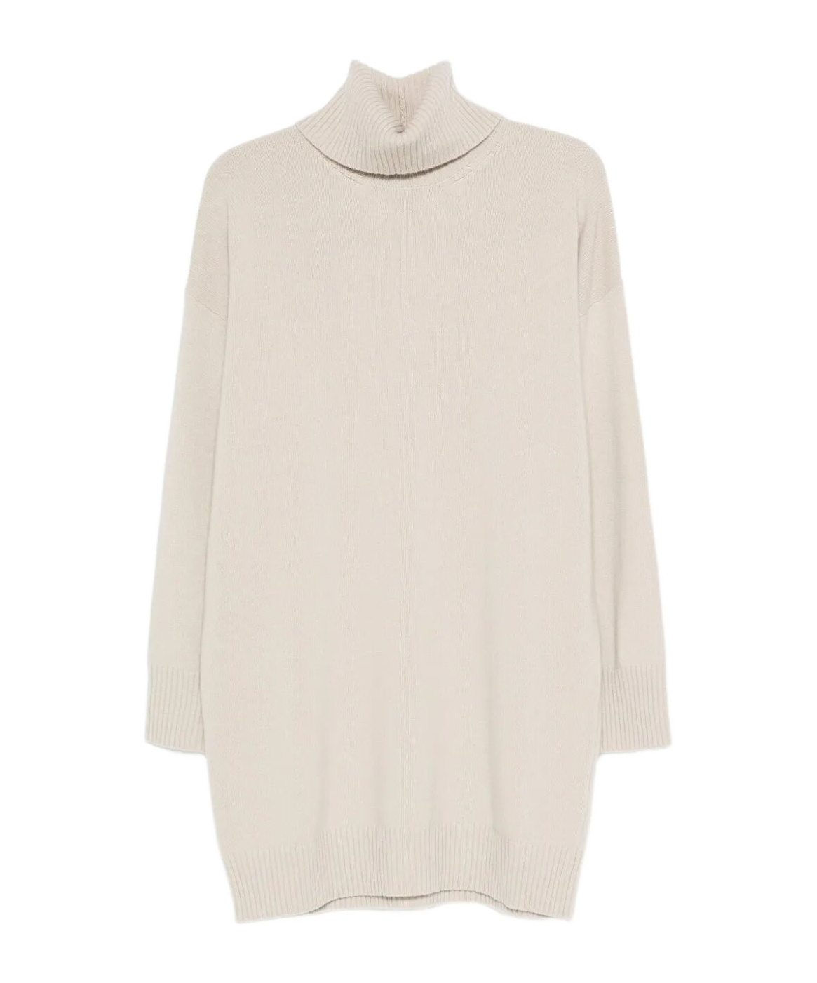 Roberto Collina Turtleneck Dress Dropped Shoulders Ribbed Cuffs In Animal Print