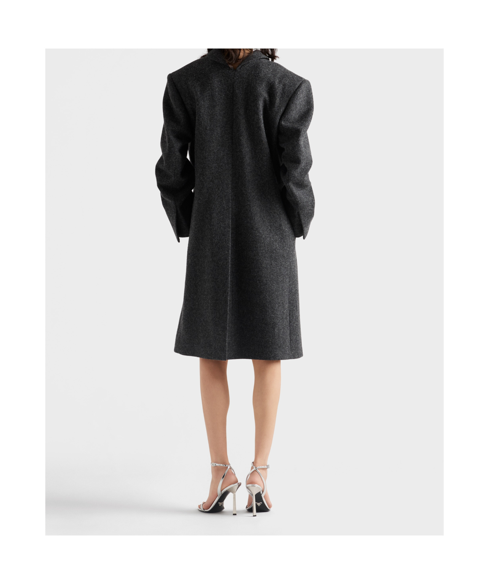 Prada Shetland Wool Coat With Jewel Buttons In Gray