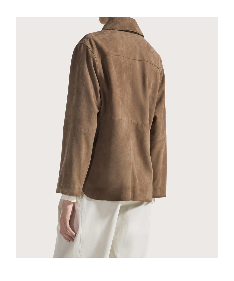 Seventy Suede Cropped Jacket In Green