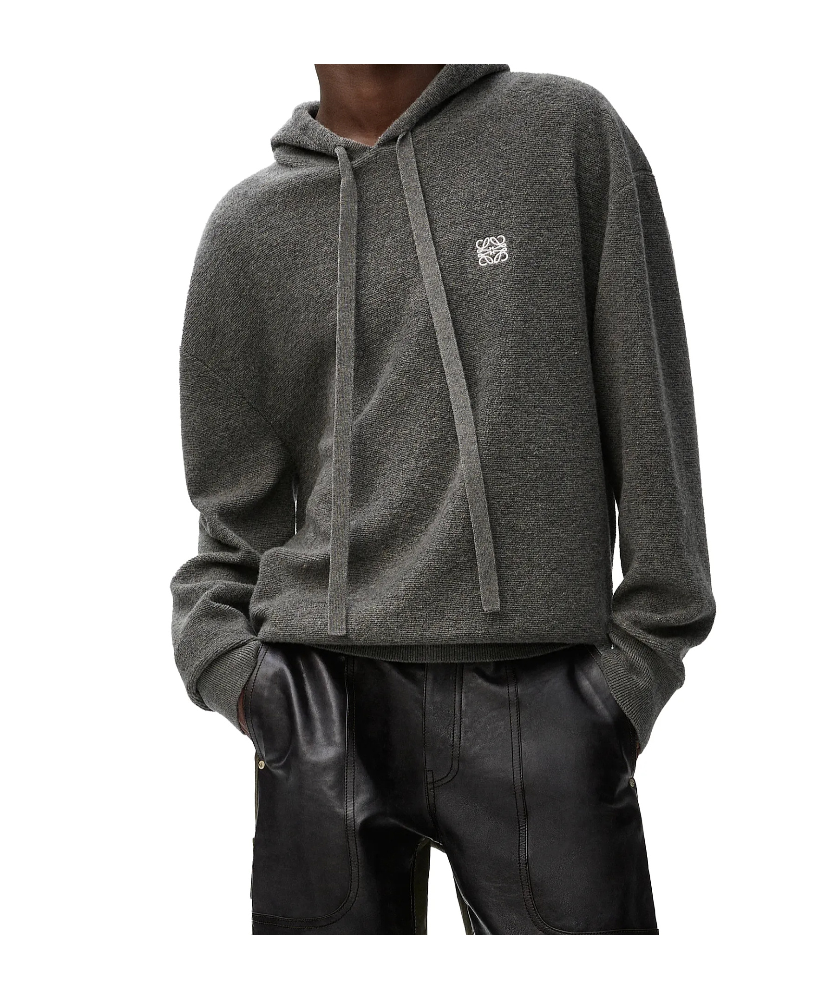 Loewe Anagram Hoodie Sweatshirt Gray In Green