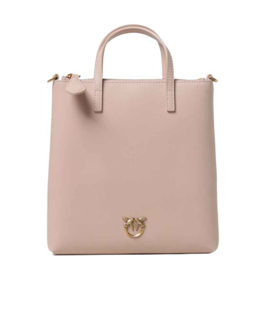 Pinko Logo Plaque Zip-up Small Top Handle Bag In Nude