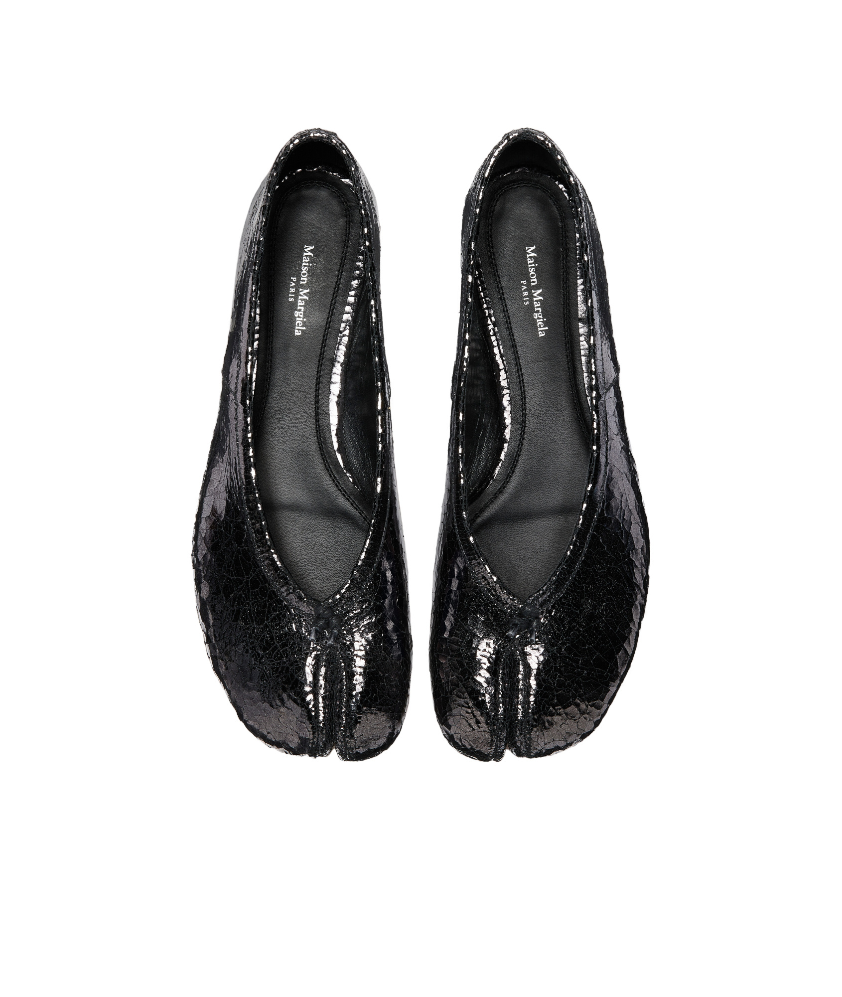 Maison Margiela Ballet Black Shiny Leather Ballet Flats In Black