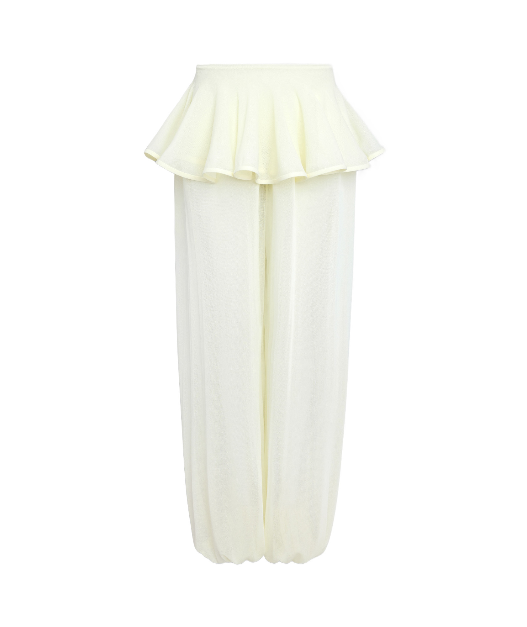 Alaïa Knitted Ruffled Casual Pants In White