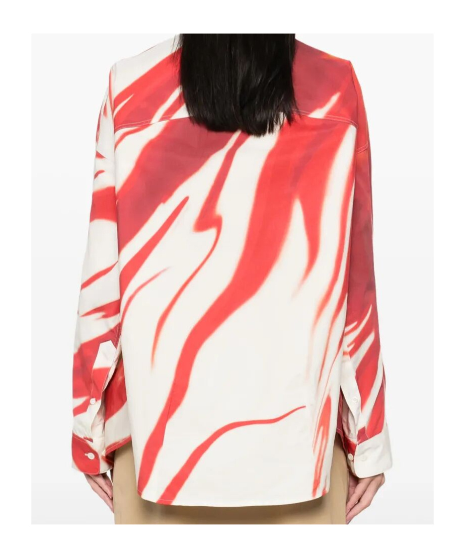 Dries Van Noten Casio Bold Print Collared Neck Shirt In Red