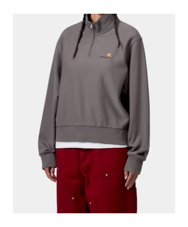Carhartt W' American Script High Neck Sweatshirt In Gray