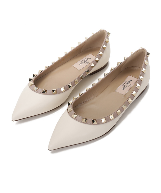 Valentino Rockstud Ballerinas In Nude