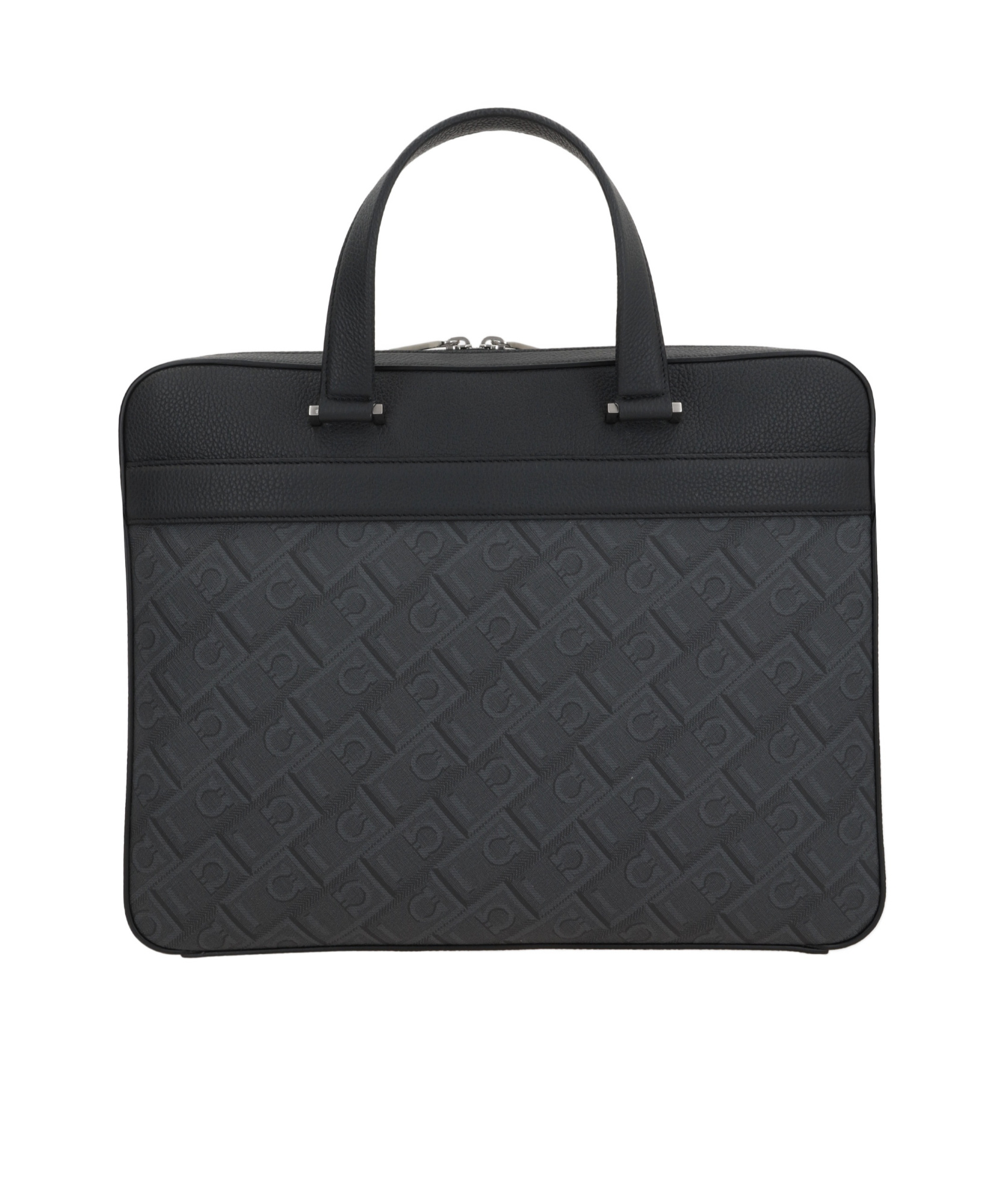 Ferragamo Men's Gancini Business Bag In Black Gray