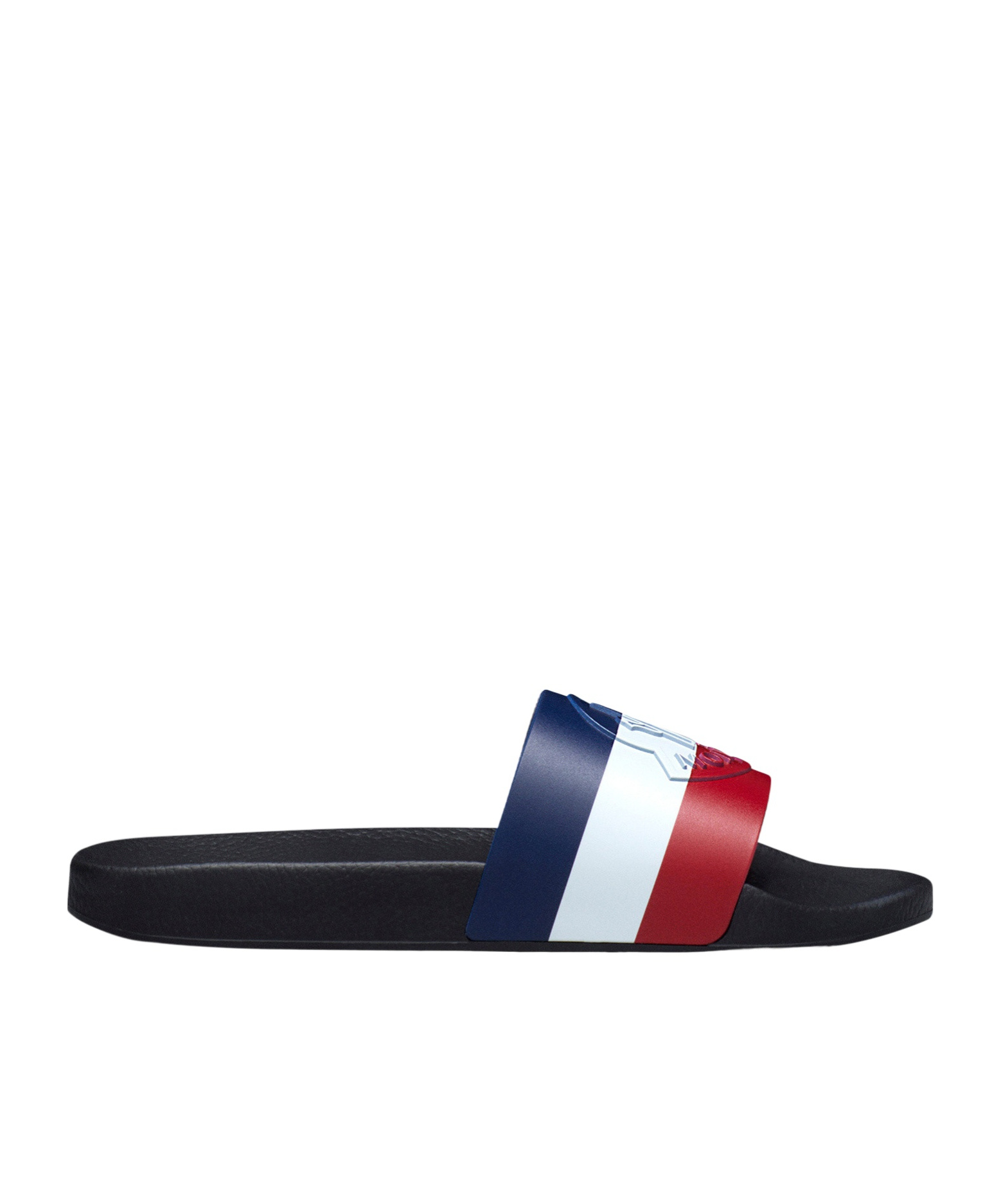 Moncler Basile Logo-embossed Striped Rubber Slides In Multi