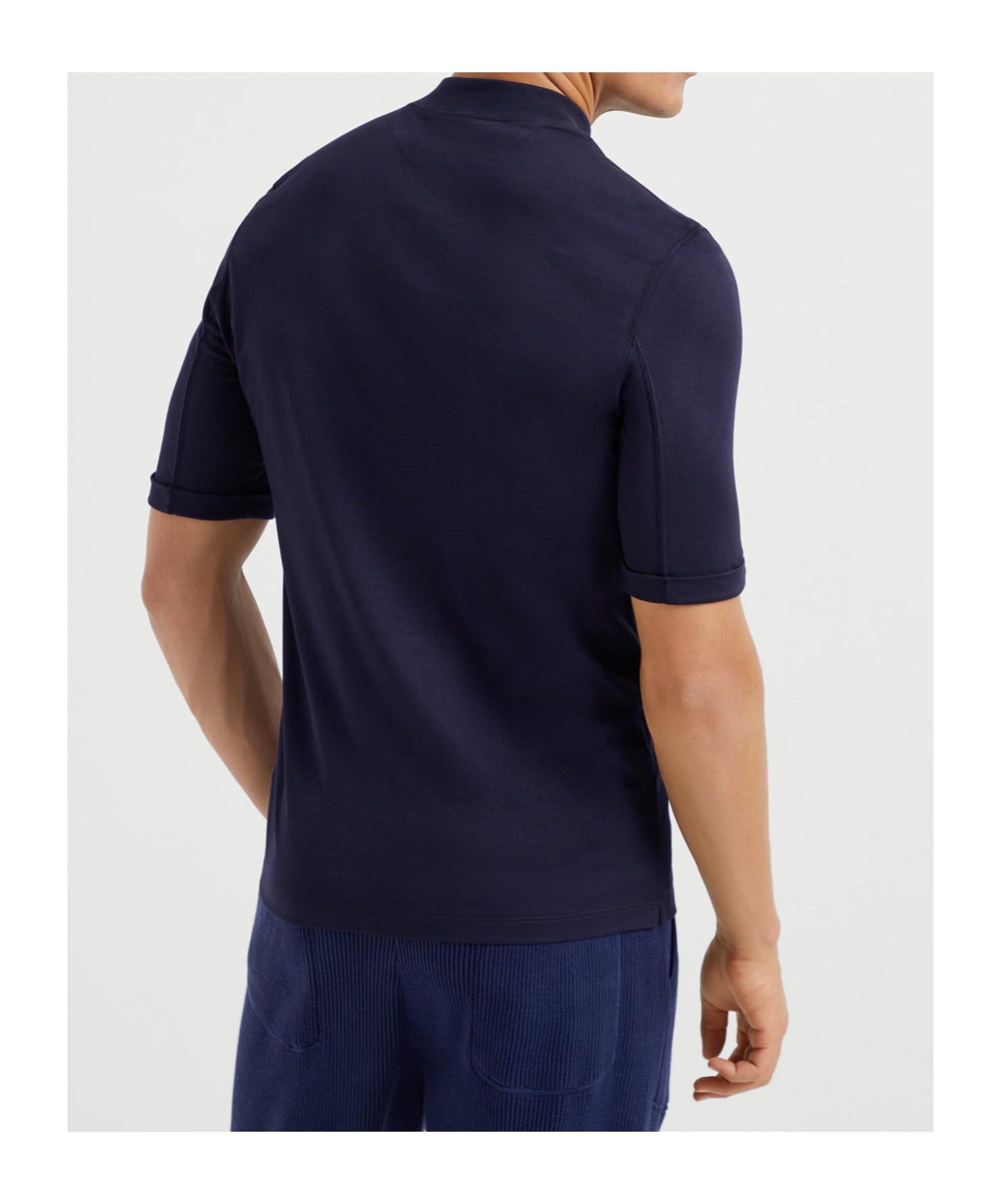 Brunello Cucinelli T-shirt With Raised Collar In Black