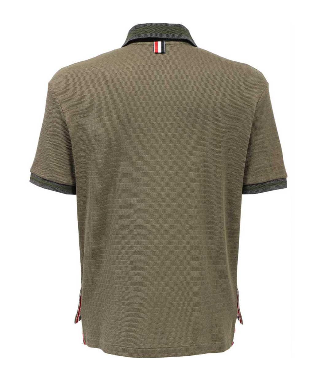 THOM BROWNE THOM BROWNE POINTELLE STRIPE DETAILED POLO SHIRT
