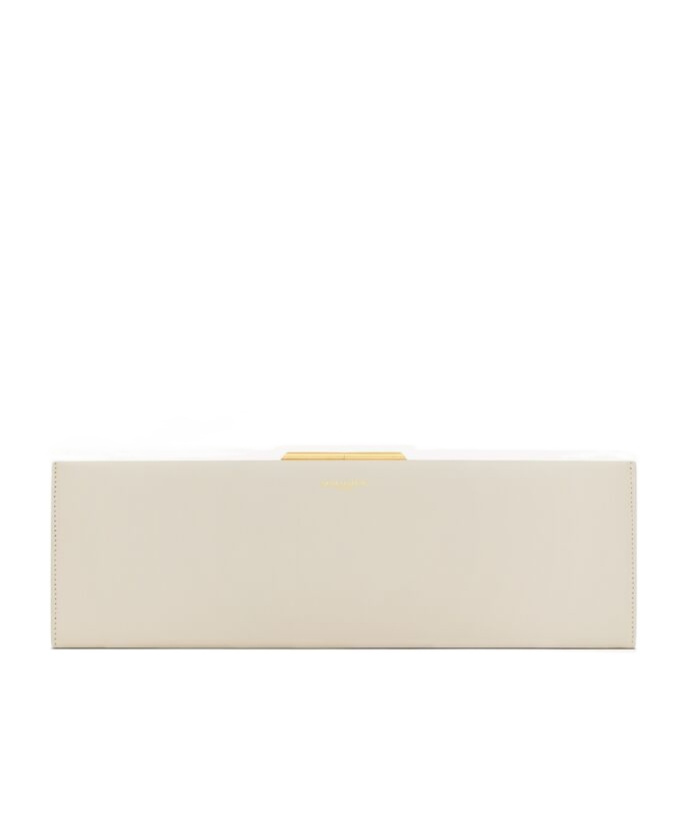 Saint Laurent Midnight Large Clutch In Smooth Leather In White